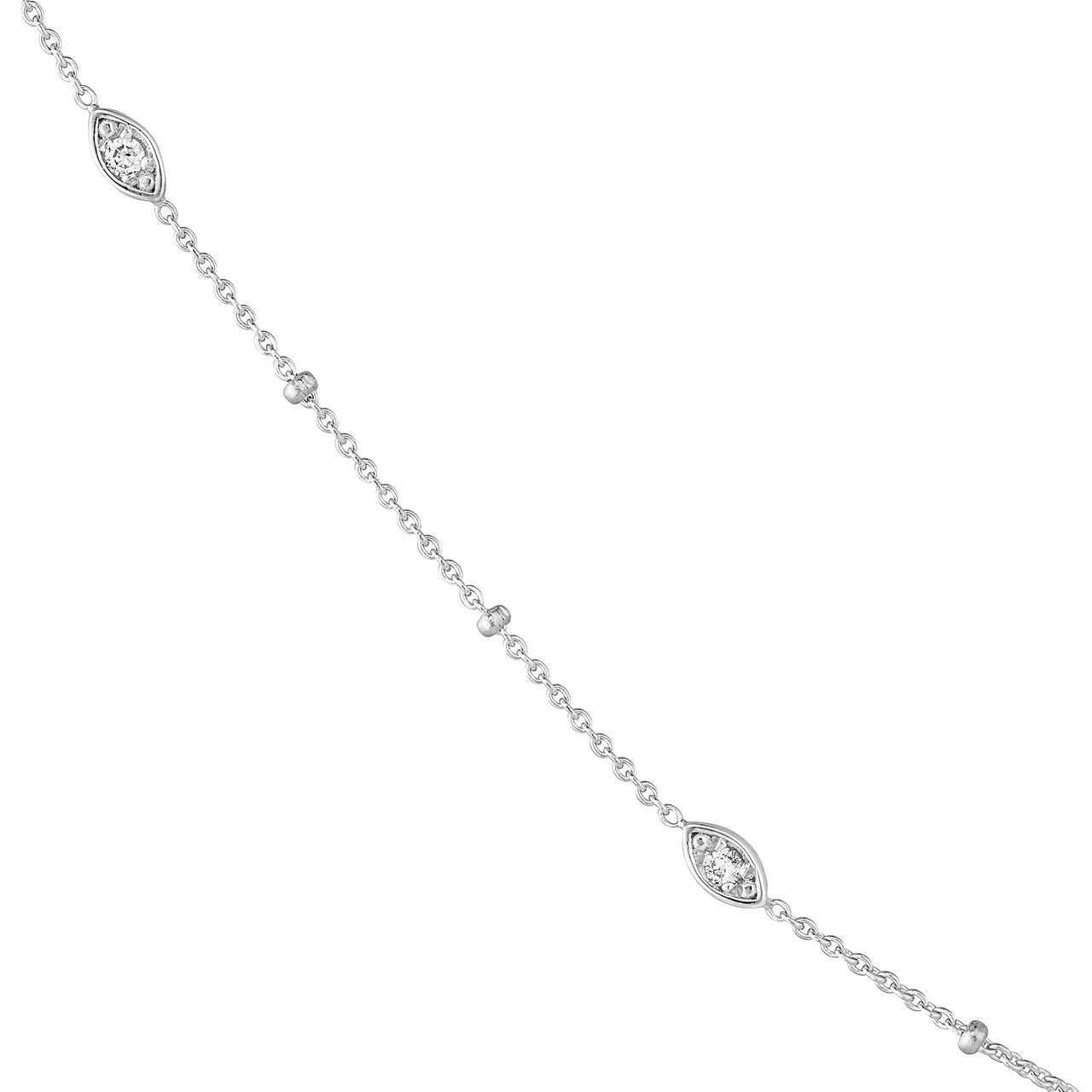 Diamond Marquise Bezels and Beads Necklace