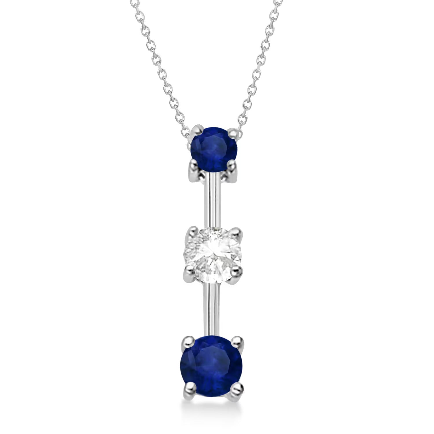 Diamond and Sapphire 3-stone pendant
