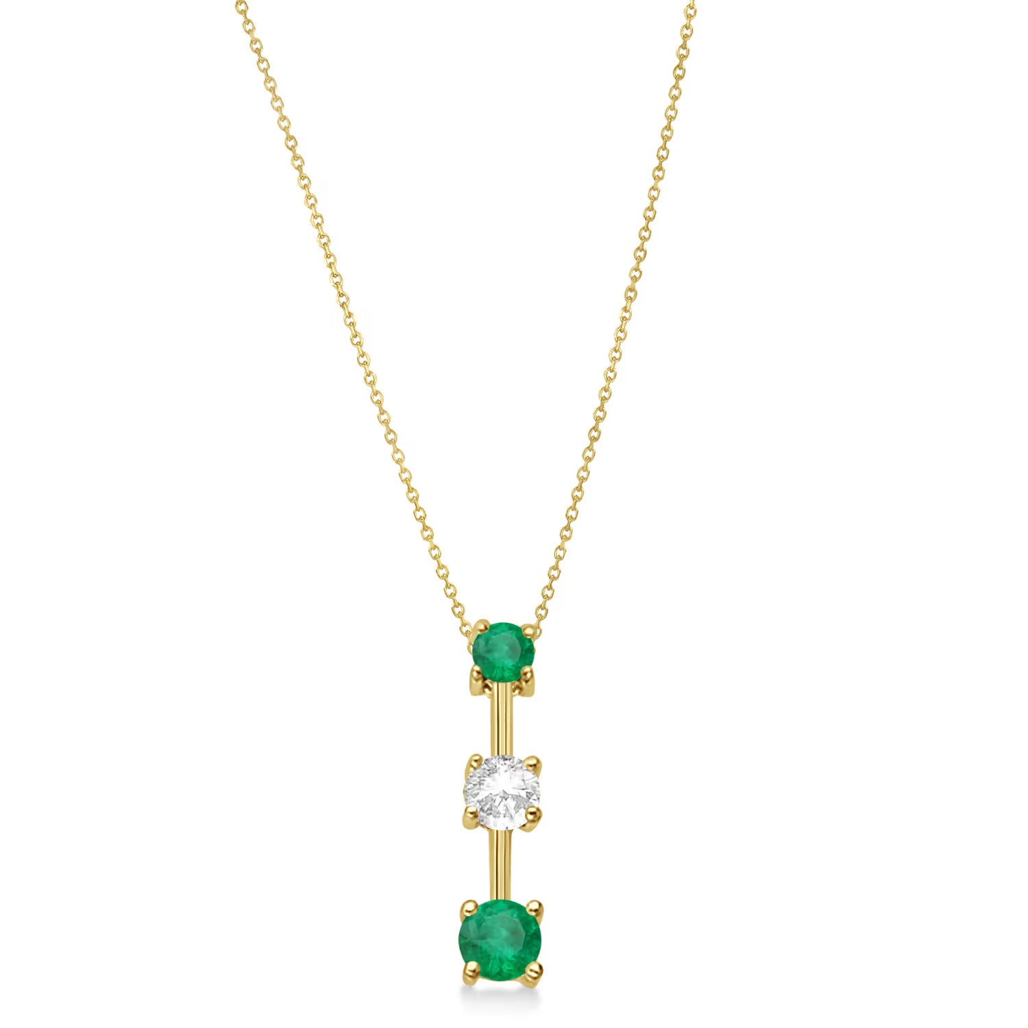 3 stone Emerald & Diamond Pendant