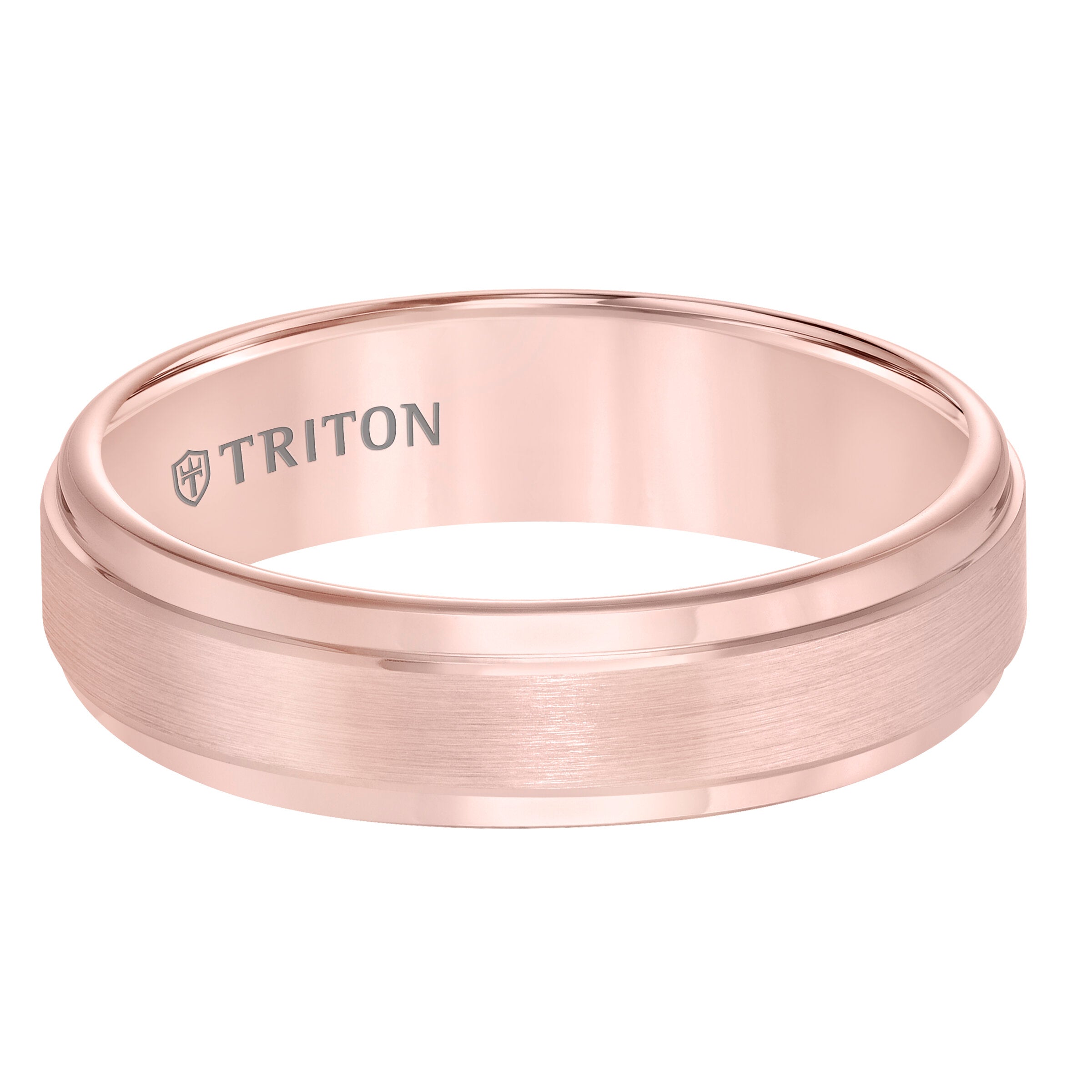 6MM Rose Tungsten Carbide Ring - Satin Finish Center and Step Edge