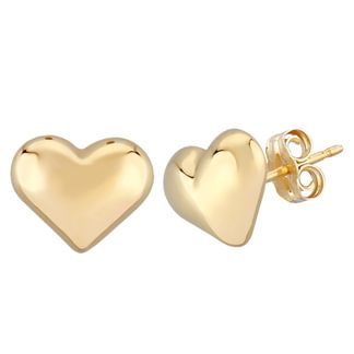 14k Yellow Gold Heart Earrings