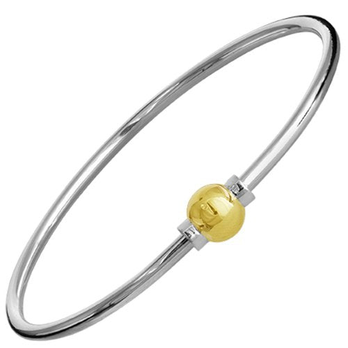 Cape Cod Sterling Silver Single Gold Ball Bangle Bracelet