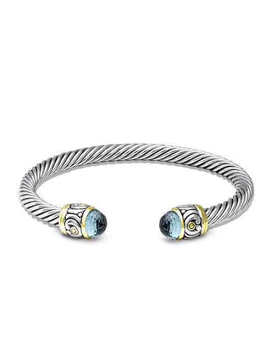 John Medeiros Nouveau Small Wire Cuff Bracelet - Aqua