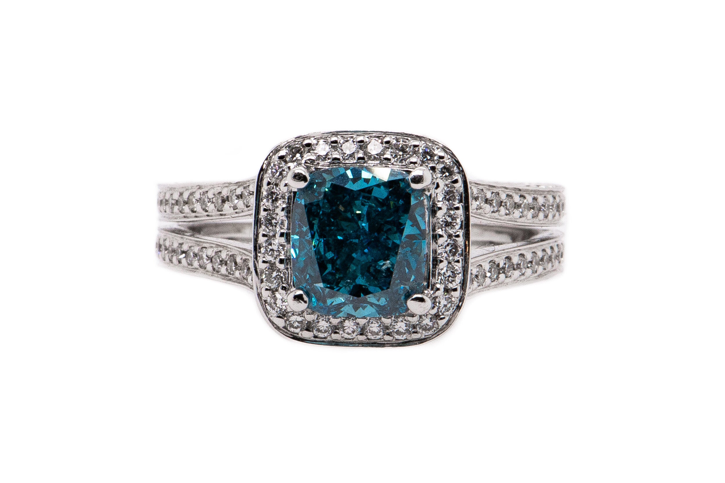 2.01 Center Blue Diamond Ring