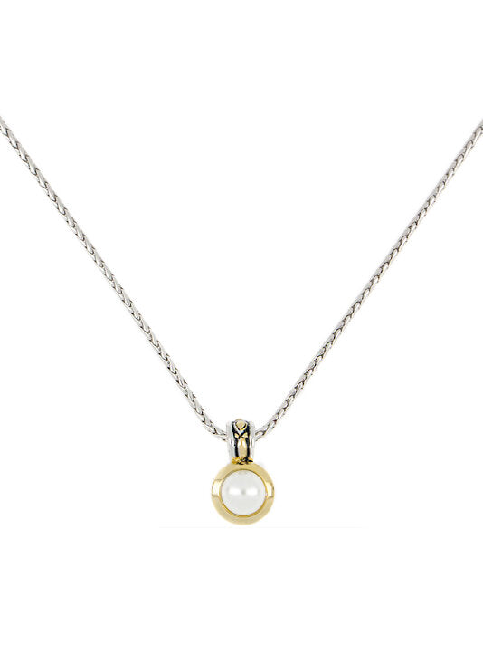 John Medeiros Pérola White Seashell Pearl Pendant w/ Chain (16" / 18" adjustable) - K5124-AB03