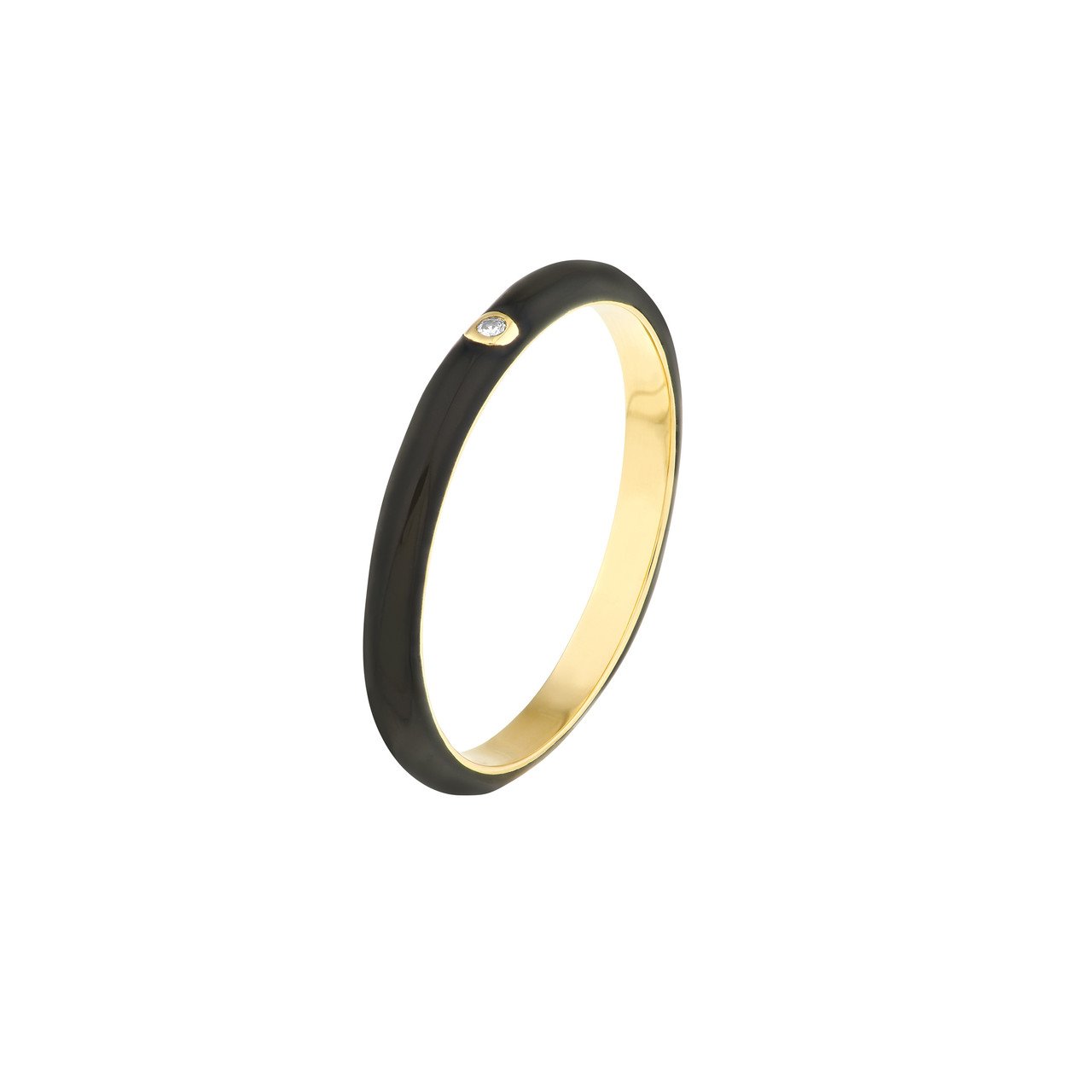 14K Yellow Gold , Enamel, and Diamond Ring