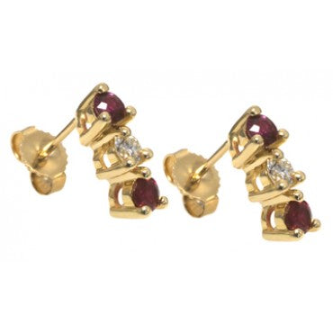 3 stone Ruby and Diamond earrings