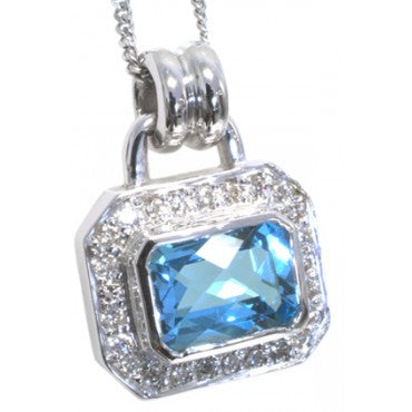 Pavé style Blue Topaz and Diamond pendant