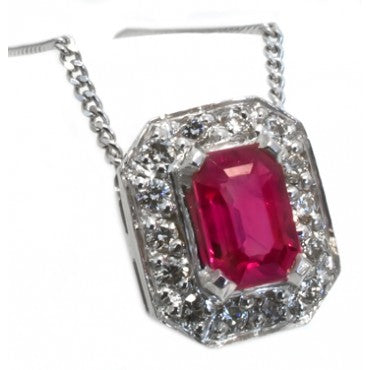 Ruby and Pavé Diamond pendant