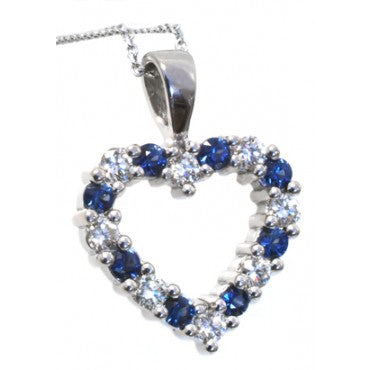 Sapphire and Diamond heart shaped pendant