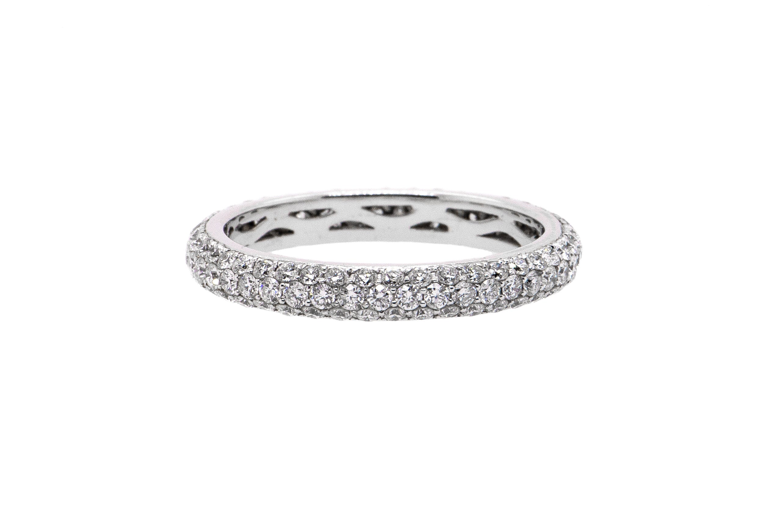 18K White Gold Micro Pave Eternity Band