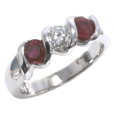 3 stone Ruby and Diamond ring