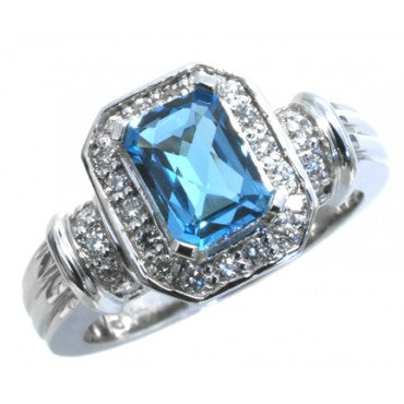 Pavé Blue Topaz and Diamond ring