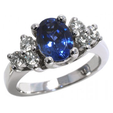 Oval Sapphire and Diamond 3-stone ring - Hannoush Jewelers | Silva Family Franchises