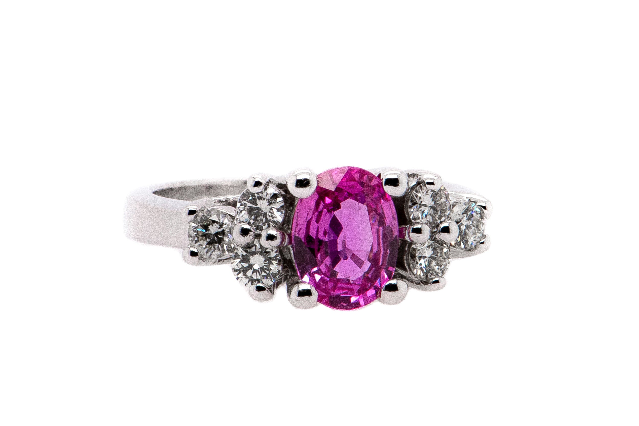 Pink sapphire and Diamond ring