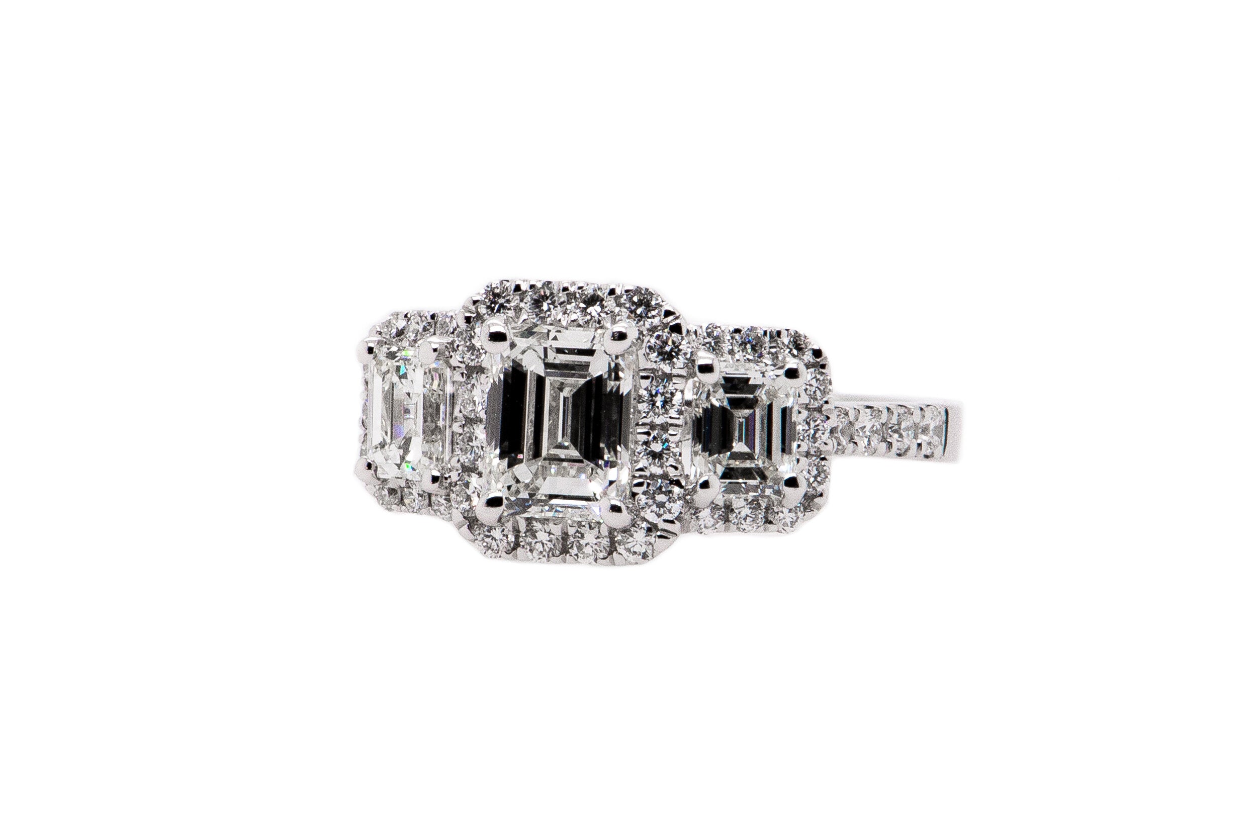 2.27CT Platinum Emerald Cut Diamond Ring