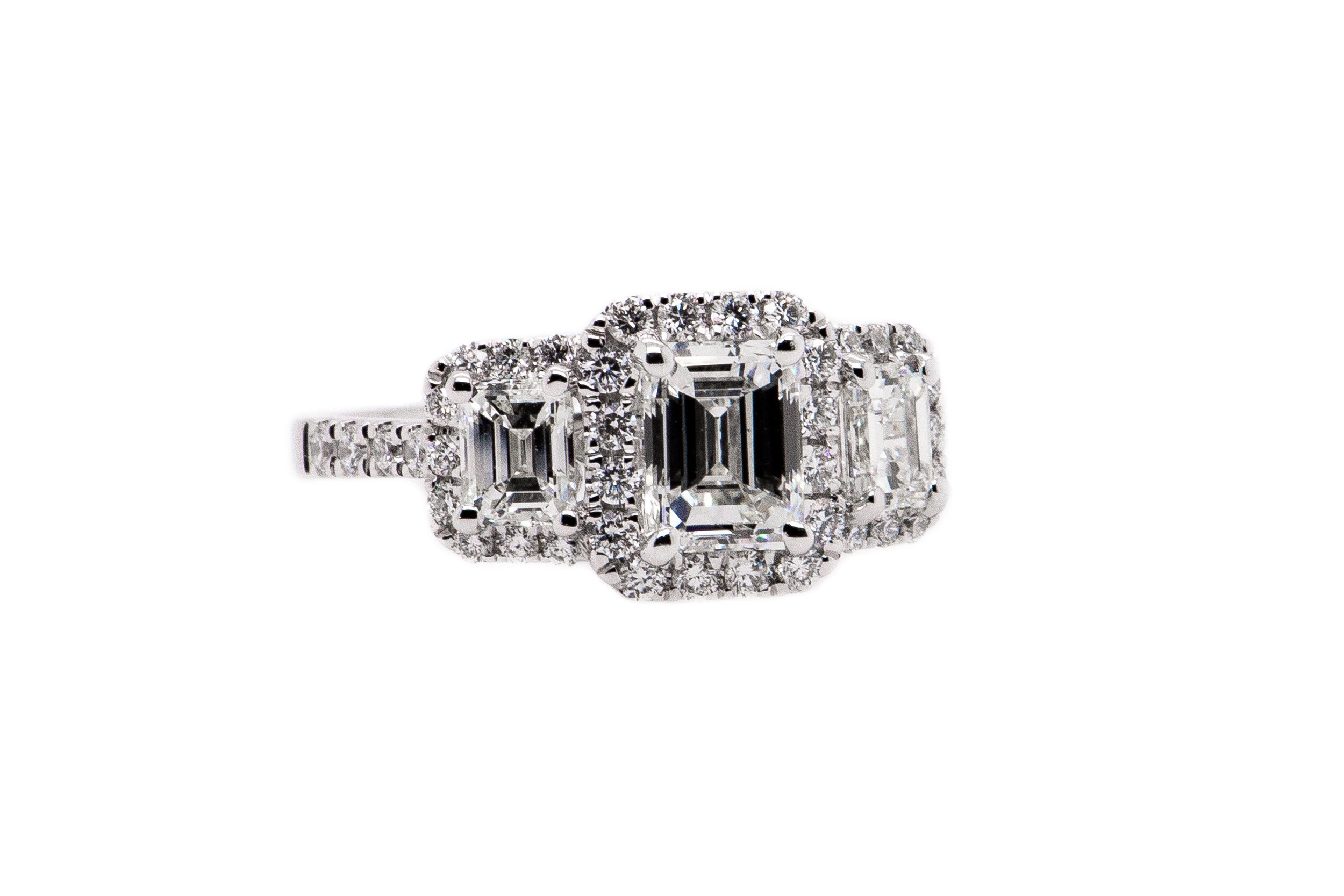 2.27CT Platinum Emerald Cut Diamond Ring