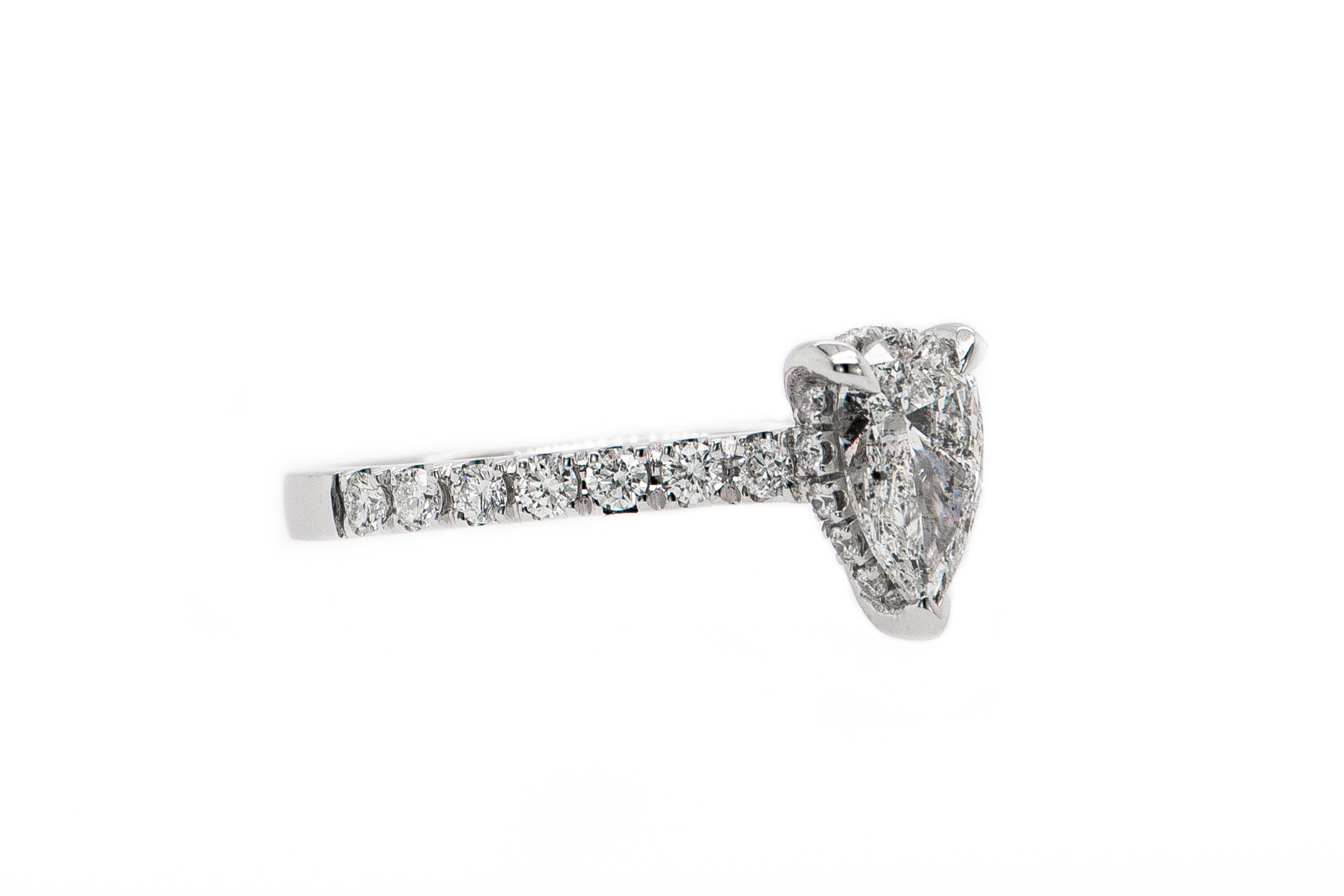 14k White Gold Pear Shape Diamond Engagement Ring