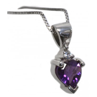 Heart shaped Amethyst and Diamond pendant