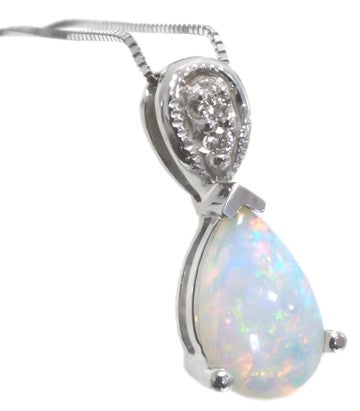 Pear Shaped Opal and Diamond pendant