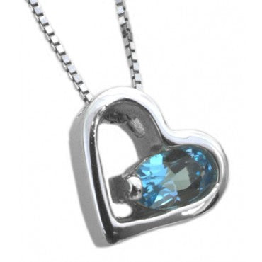 Blue topaz heart pendant