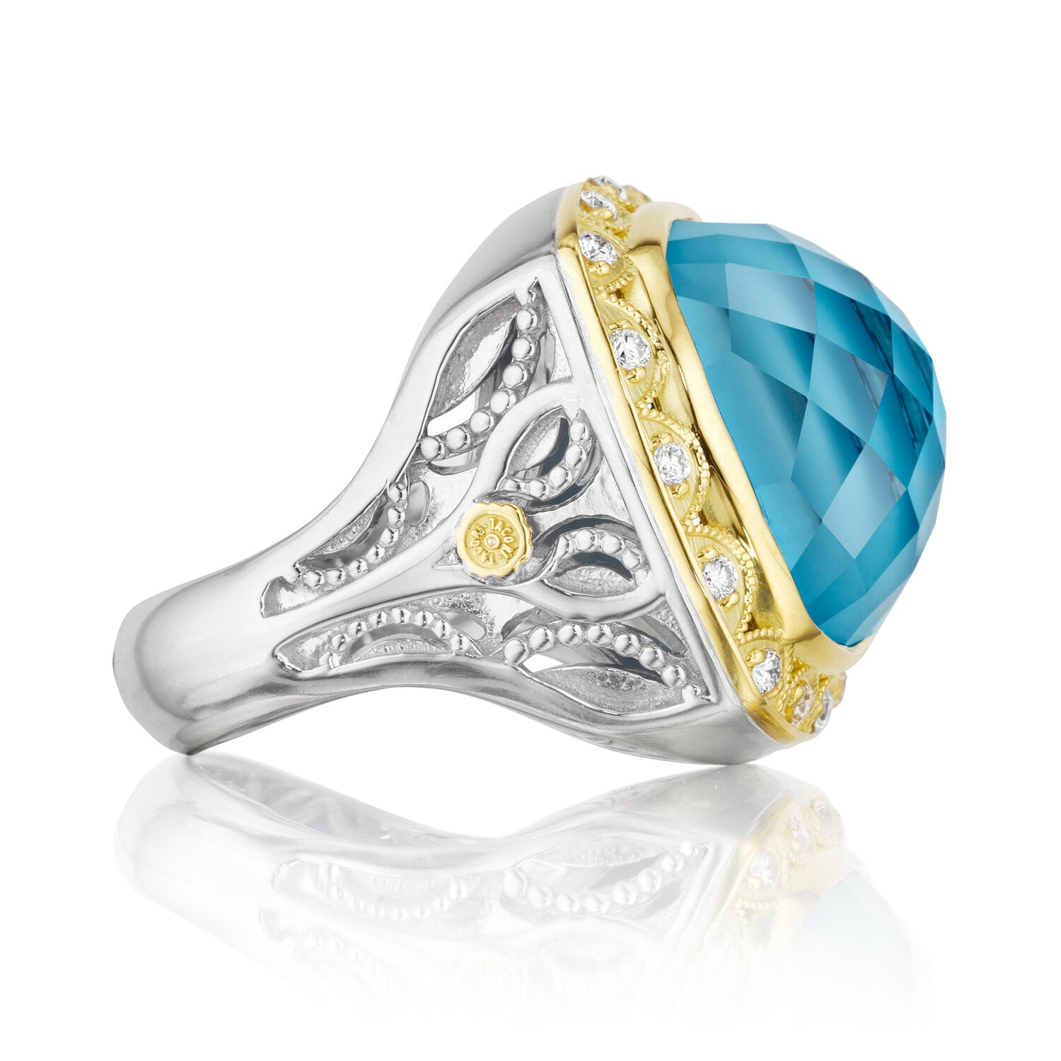 Tacori Island Rains Collection Crescent Crown Featuring Neo-Turquoise Ring Ref# SR101Y05