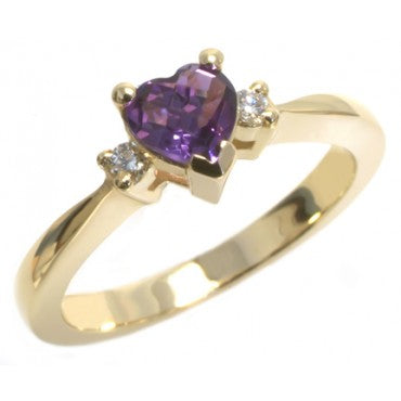 Heart shaped Amethyst and Diamond ring
