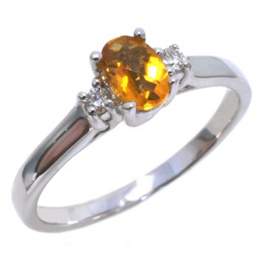 Oval Citrine and Diamond ring