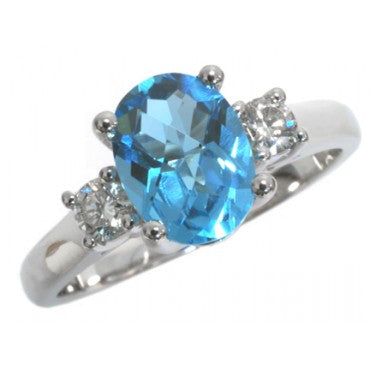 Oval Blue Topaz and Diamond ring