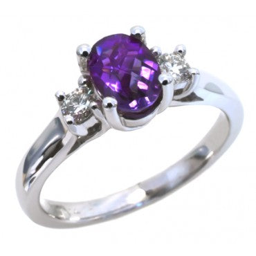 Oval Amethyst and Diamond ring