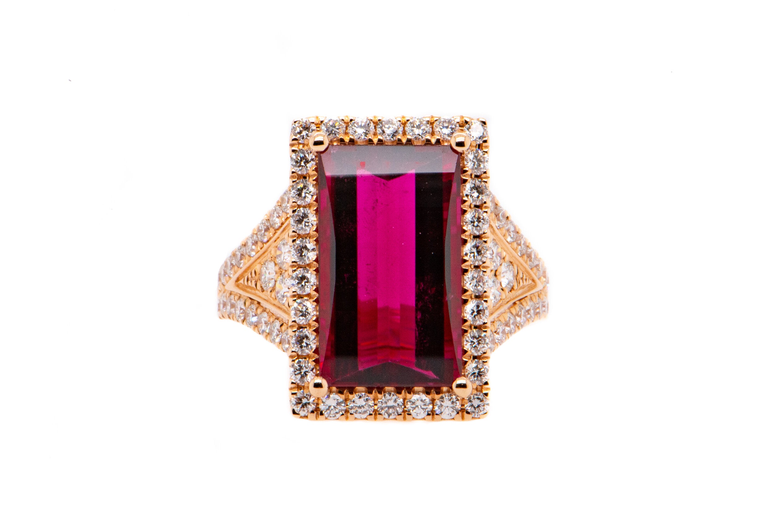 18kt Rose Gold Rubelite and Diamond Ring