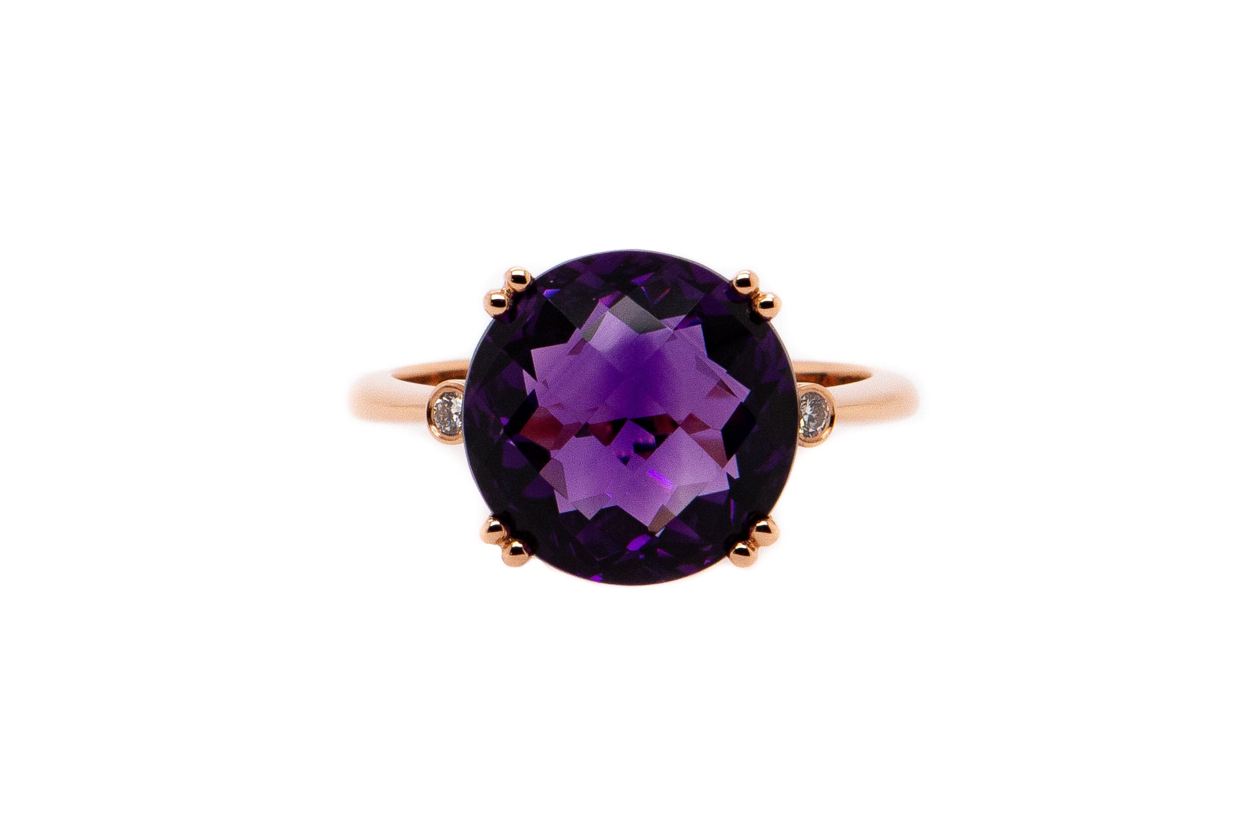 14kt Rose Gold Amethyst and Diamond Ring