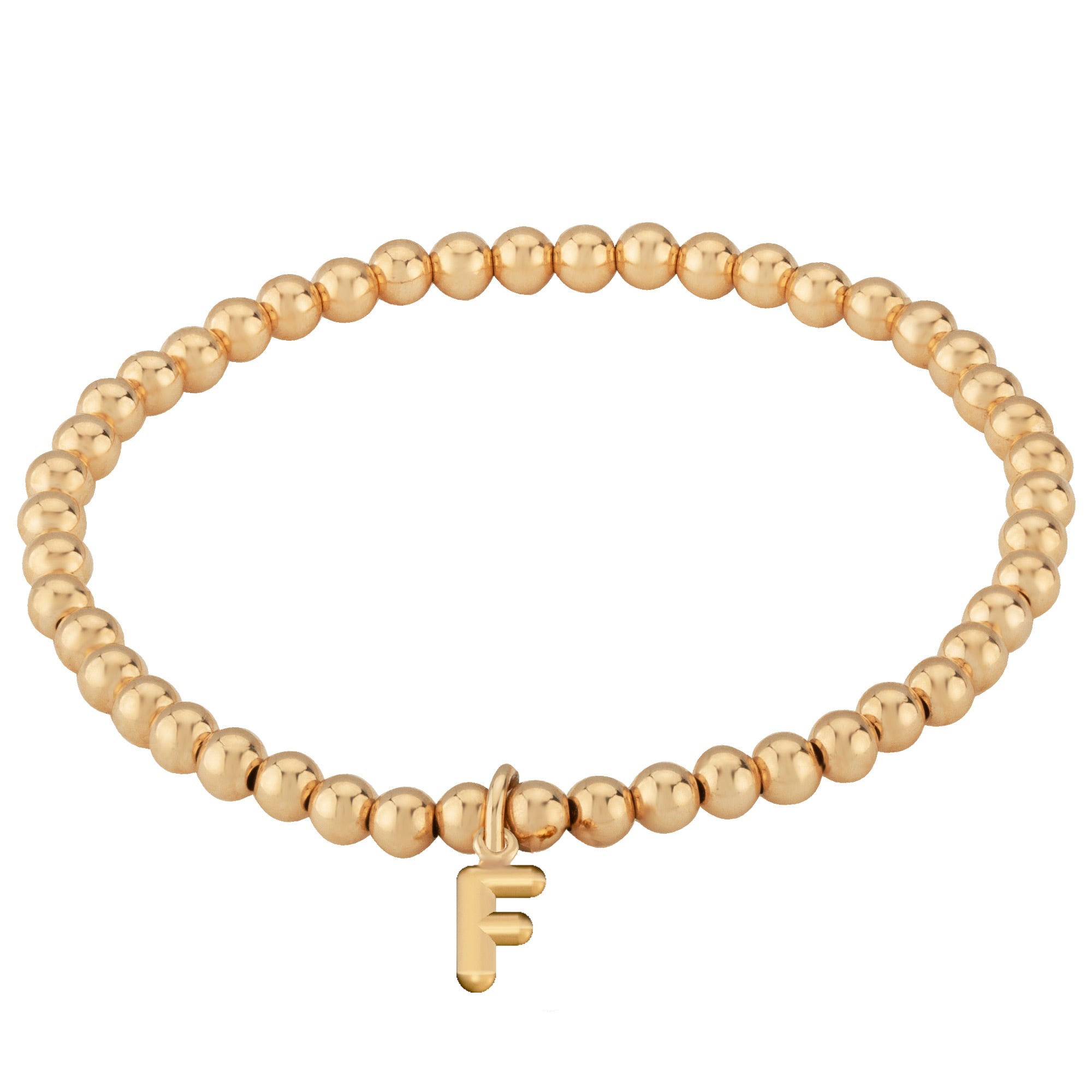 14 Karat Beaded Initial Bracelet