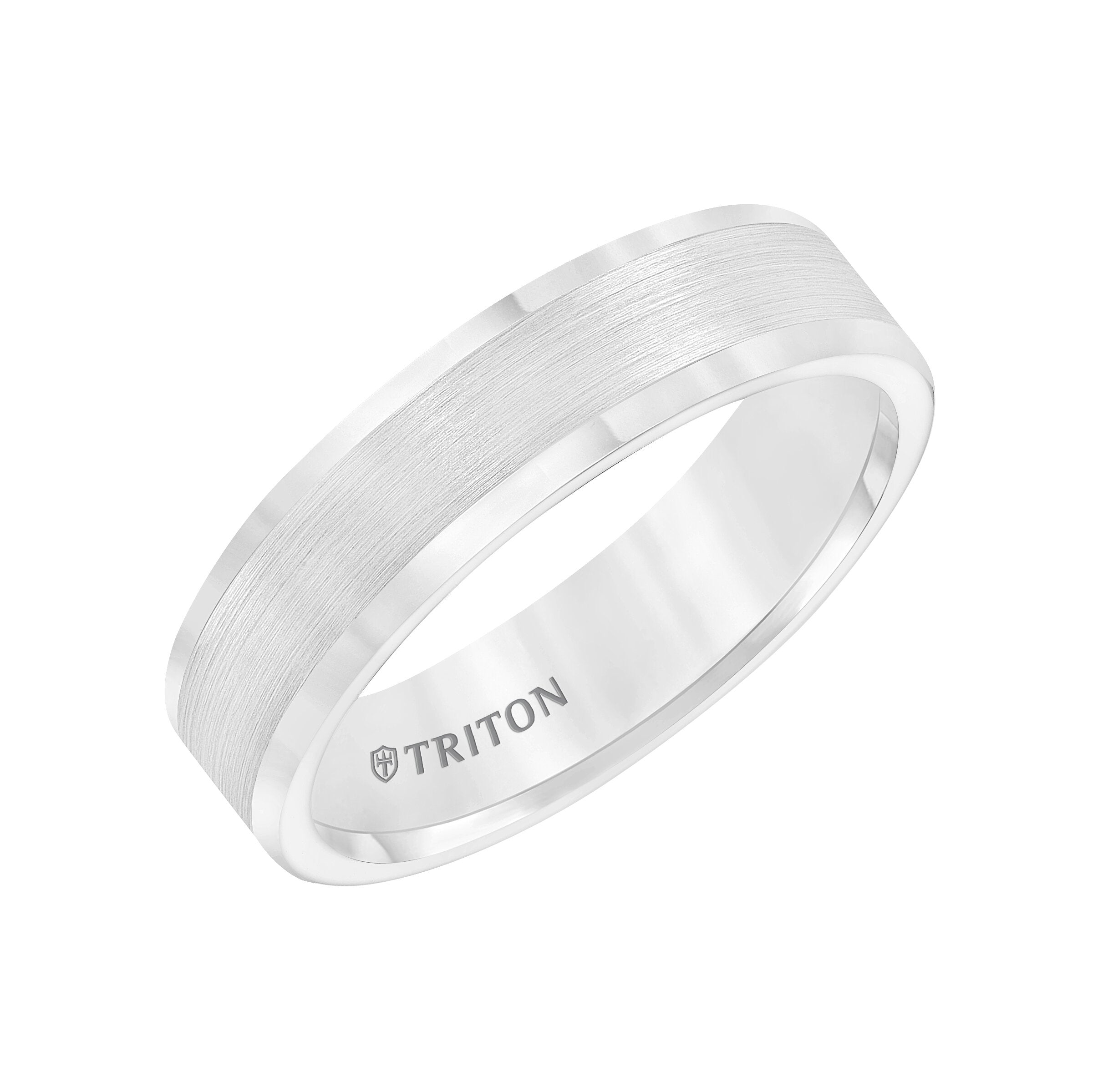 6MM White Tungsten Carbide Ring - Satin Finish and Round Edge