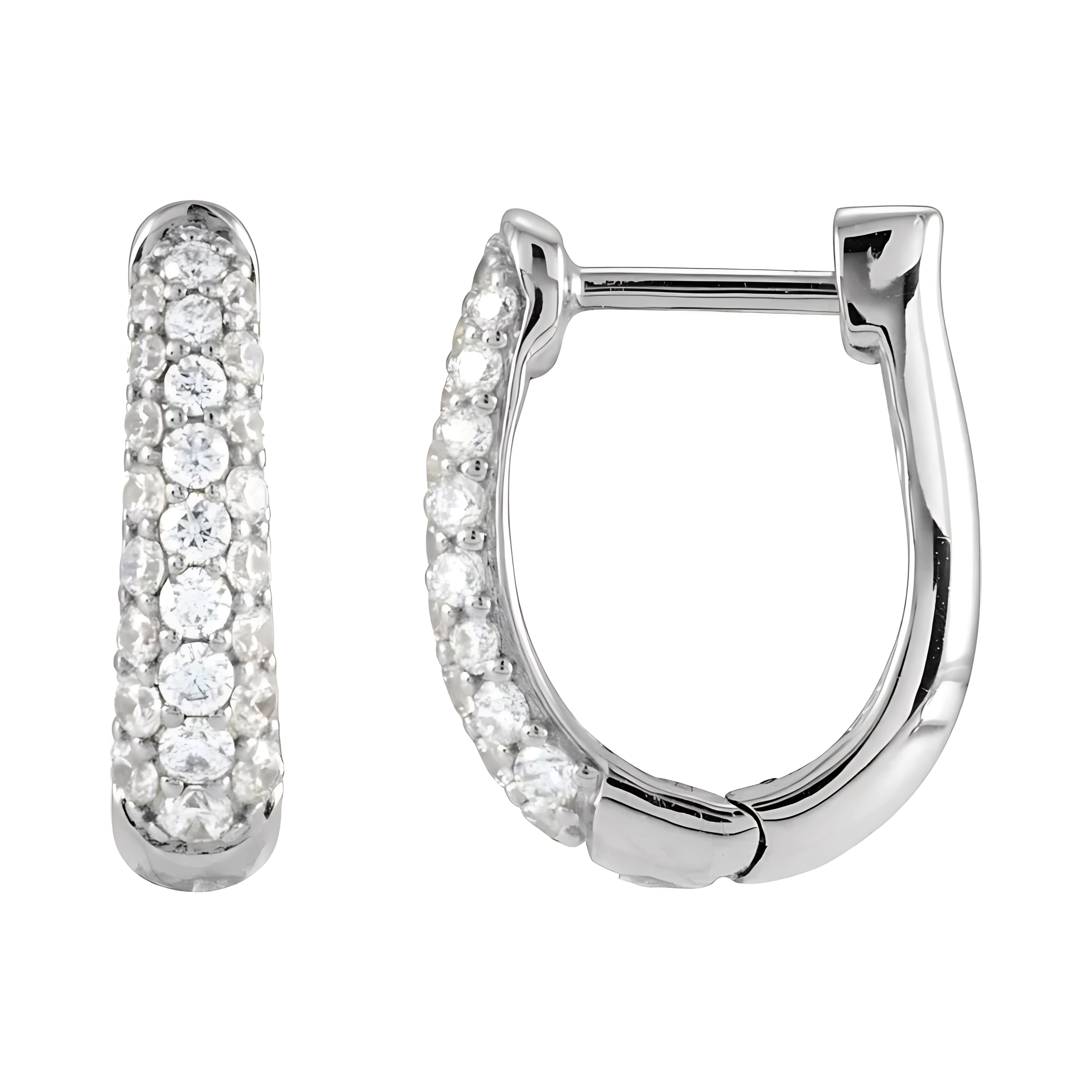 Pave Diamond Hoop Earrings