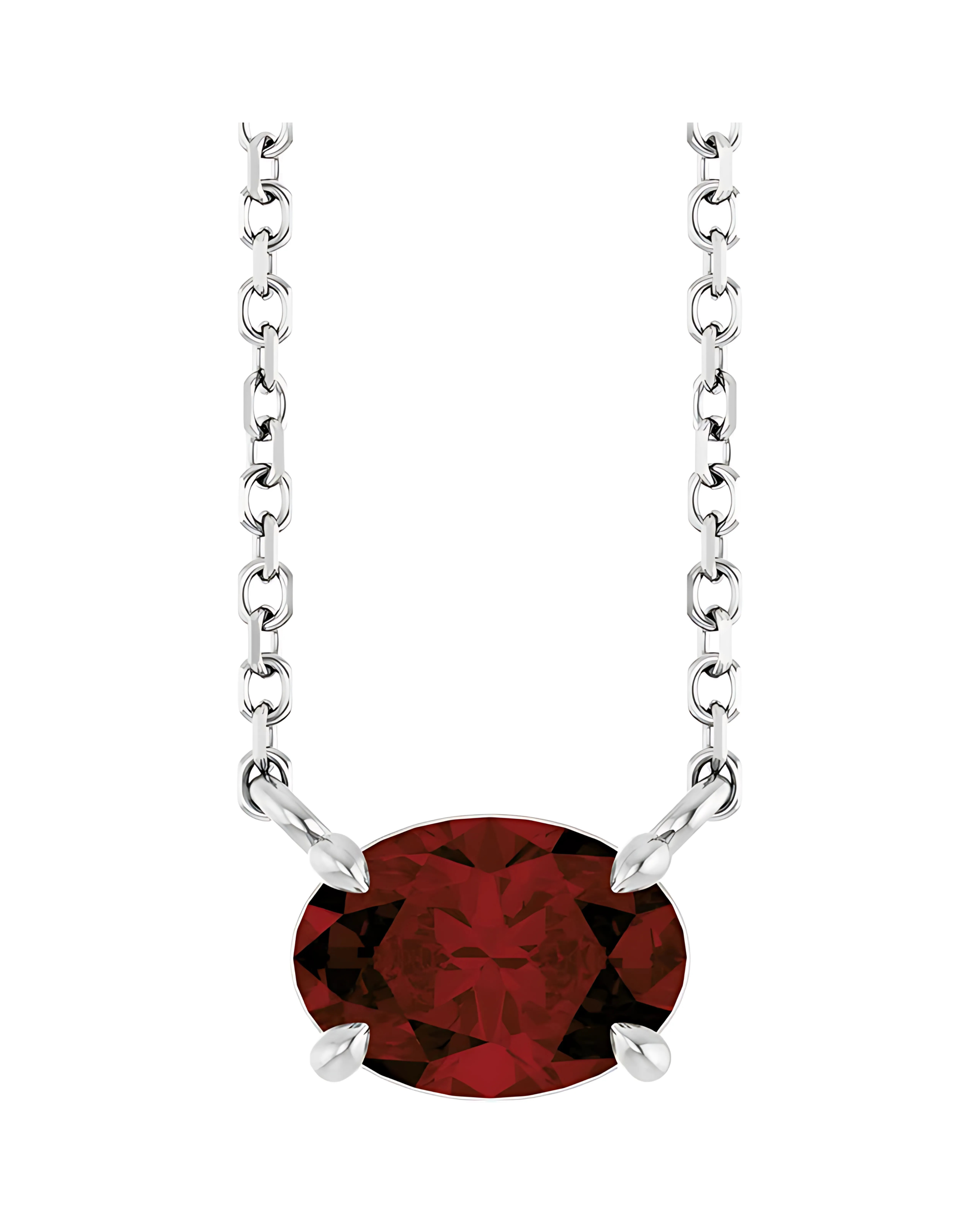 Oval Garnet Solitaire Pendant