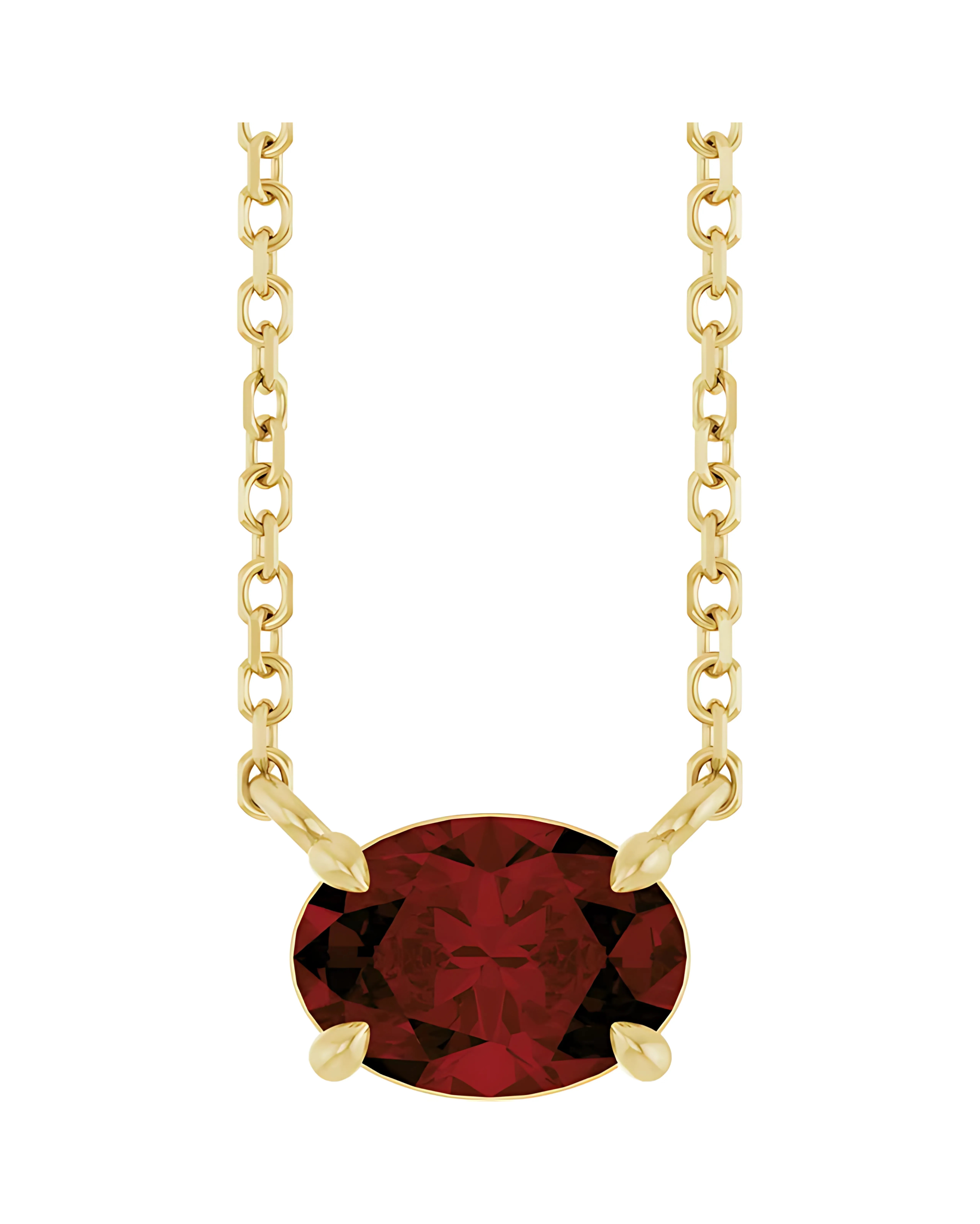 Oval Garnet Solitaire Pendant