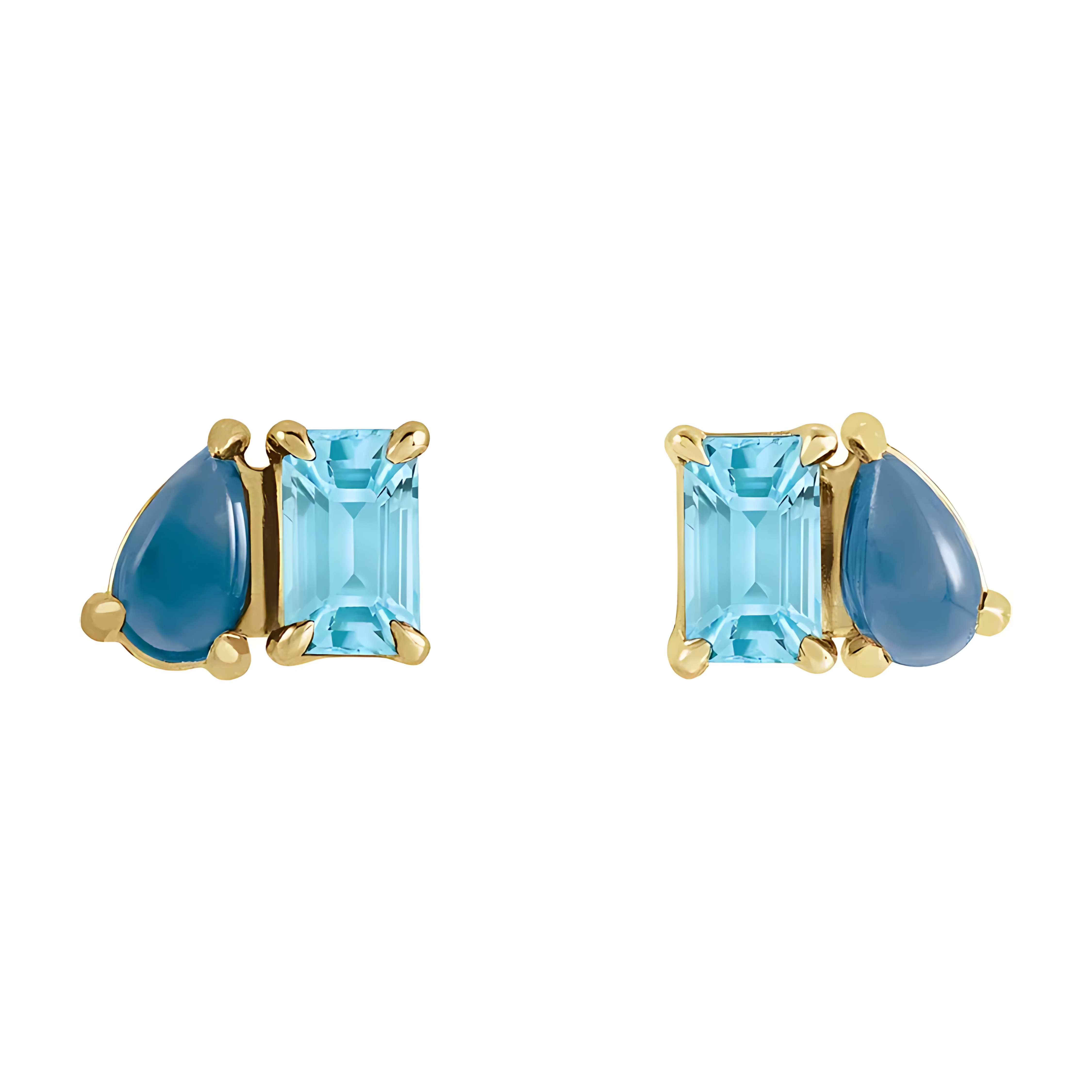 Sky Blue Topaz & Natural London Blue Topaz Stud Earrings