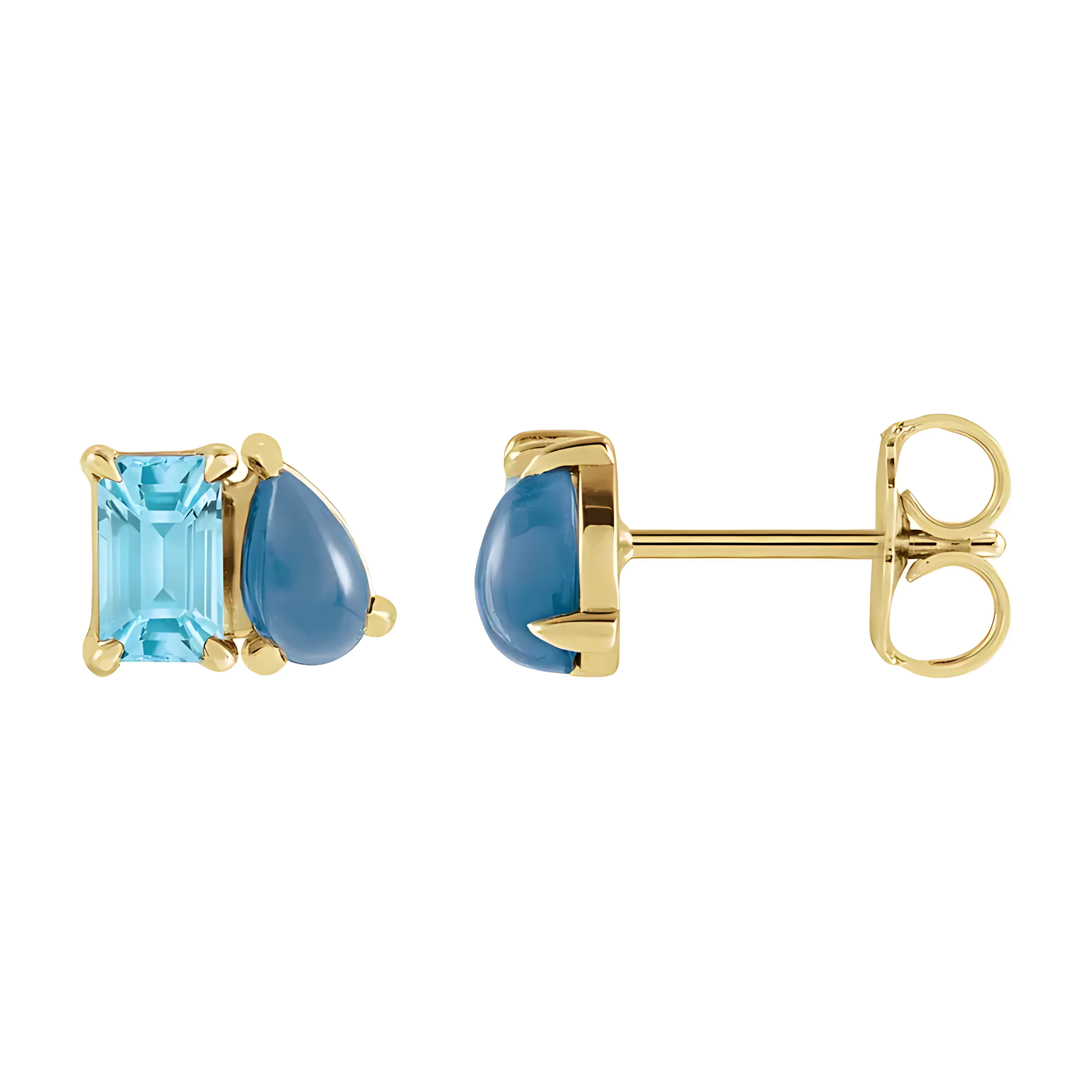 Sky Blue Topaz & Natural London Blue Topaz Stud Earrings