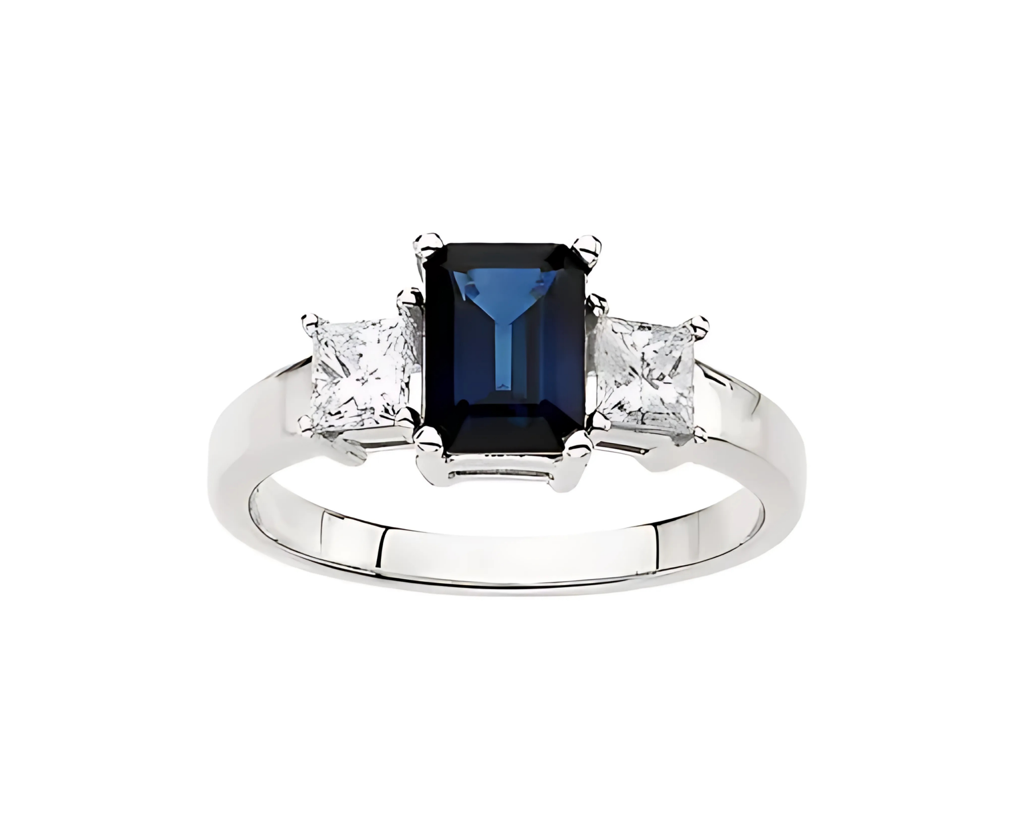 Sapphire & Diamond Three Stone Ring