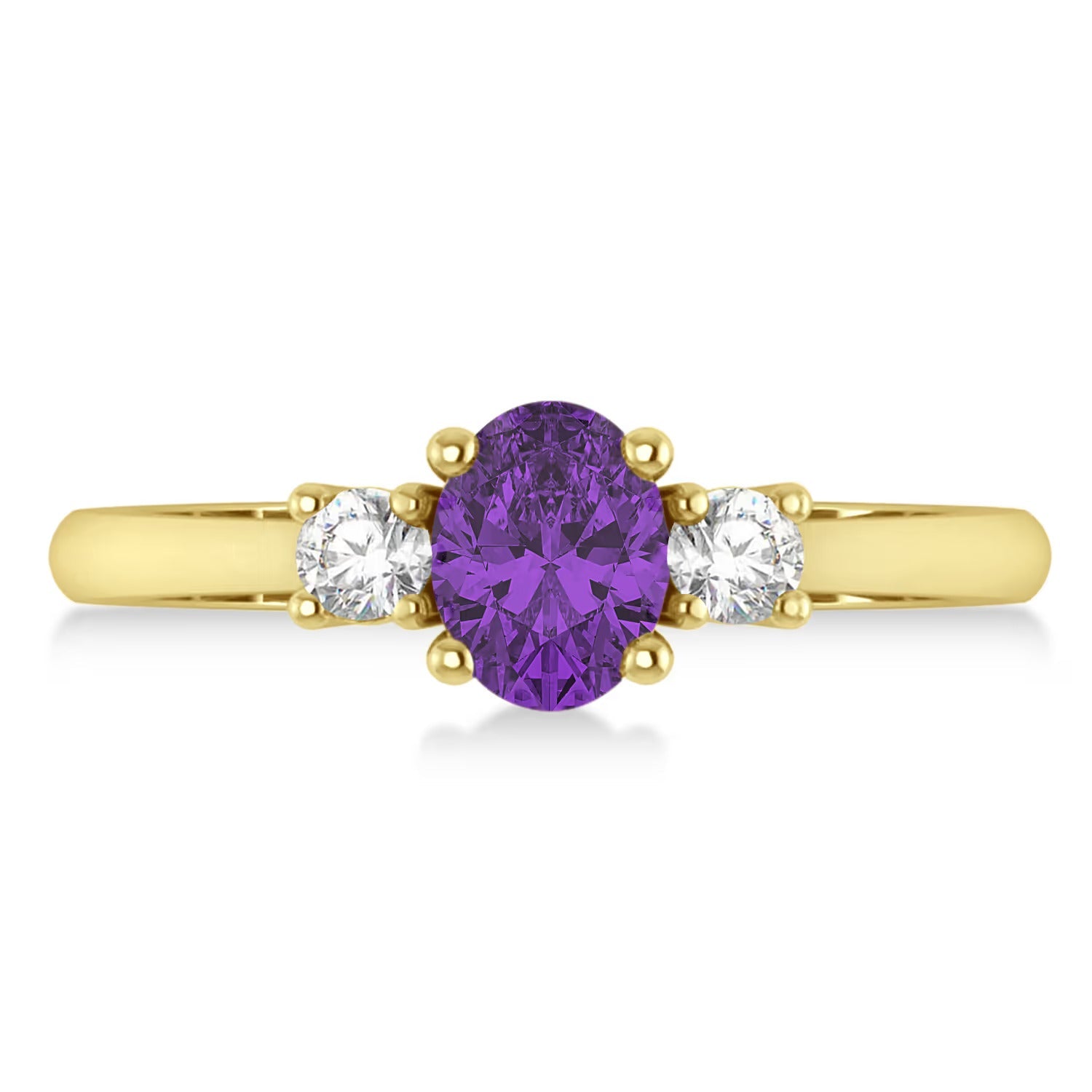 Amethyst & Diamond Three Stone Ring