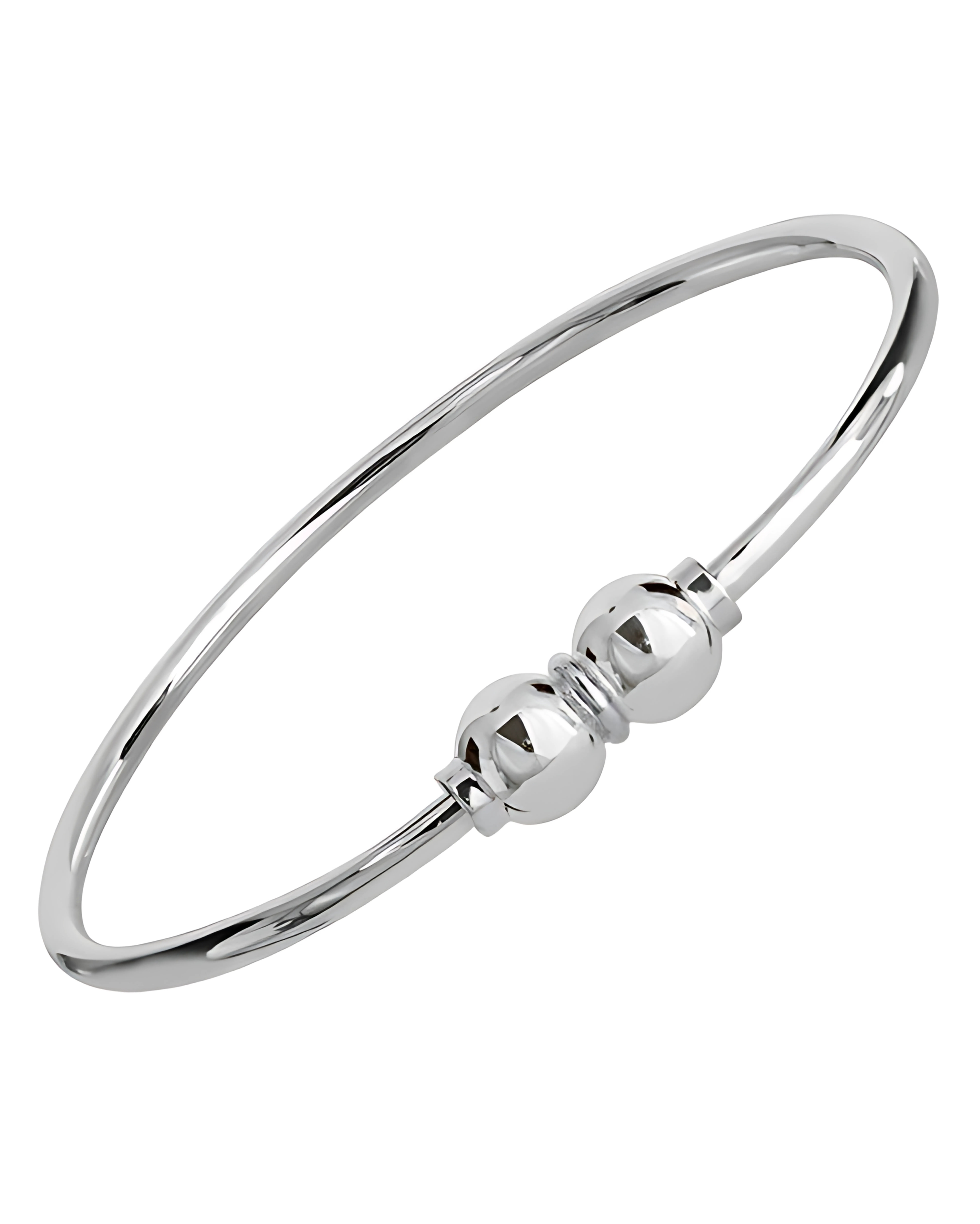 Cape Cod Double Silver Ball Bangle Bracelet