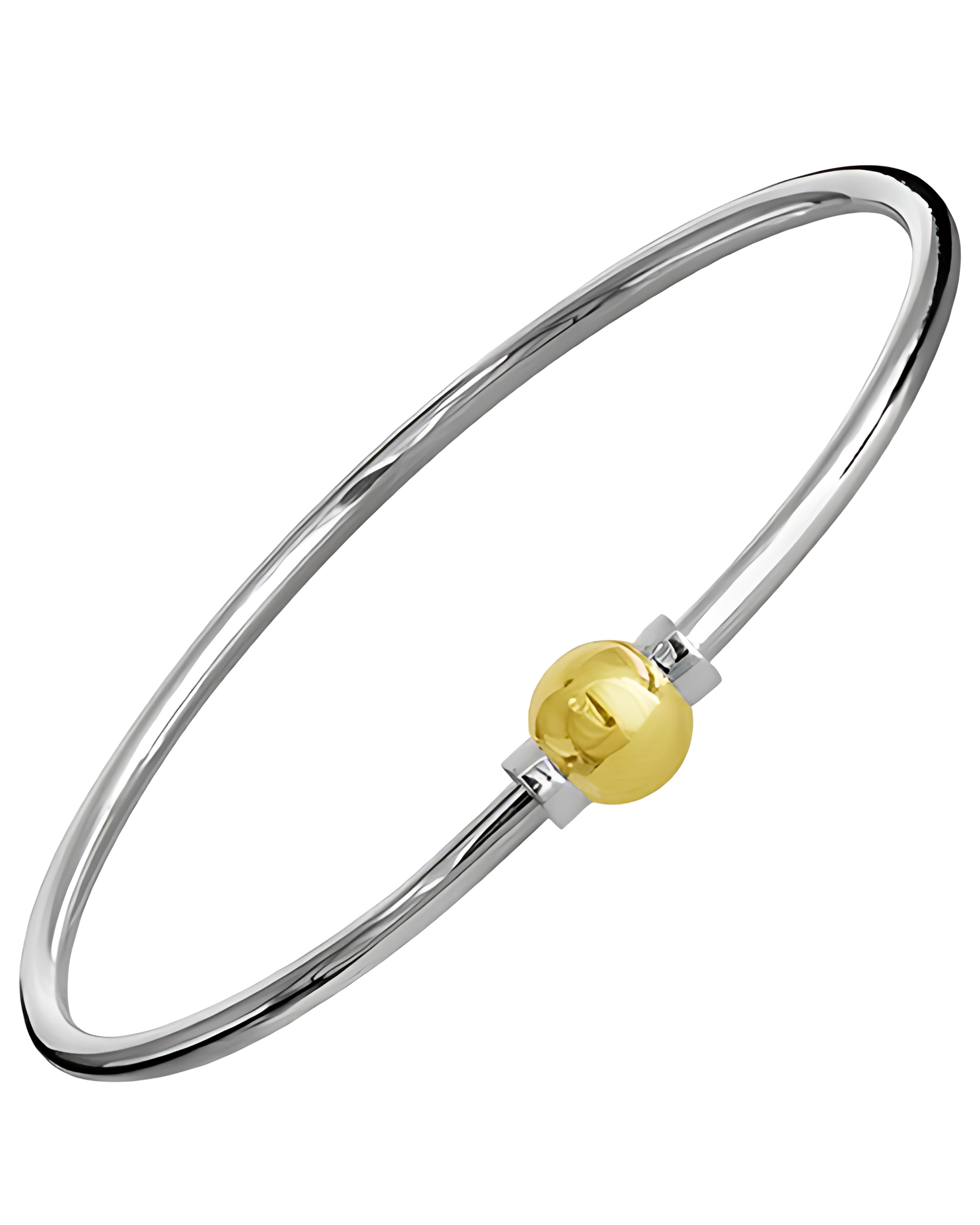 Cape Cod Sterling Silver Single Gold Ball Bangle Bracelet