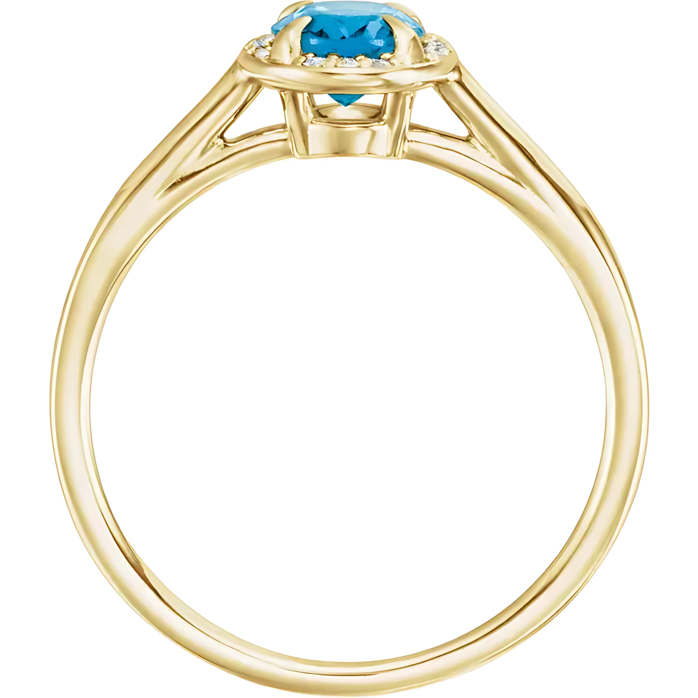 Blue Topaz Halo Diamond Ring