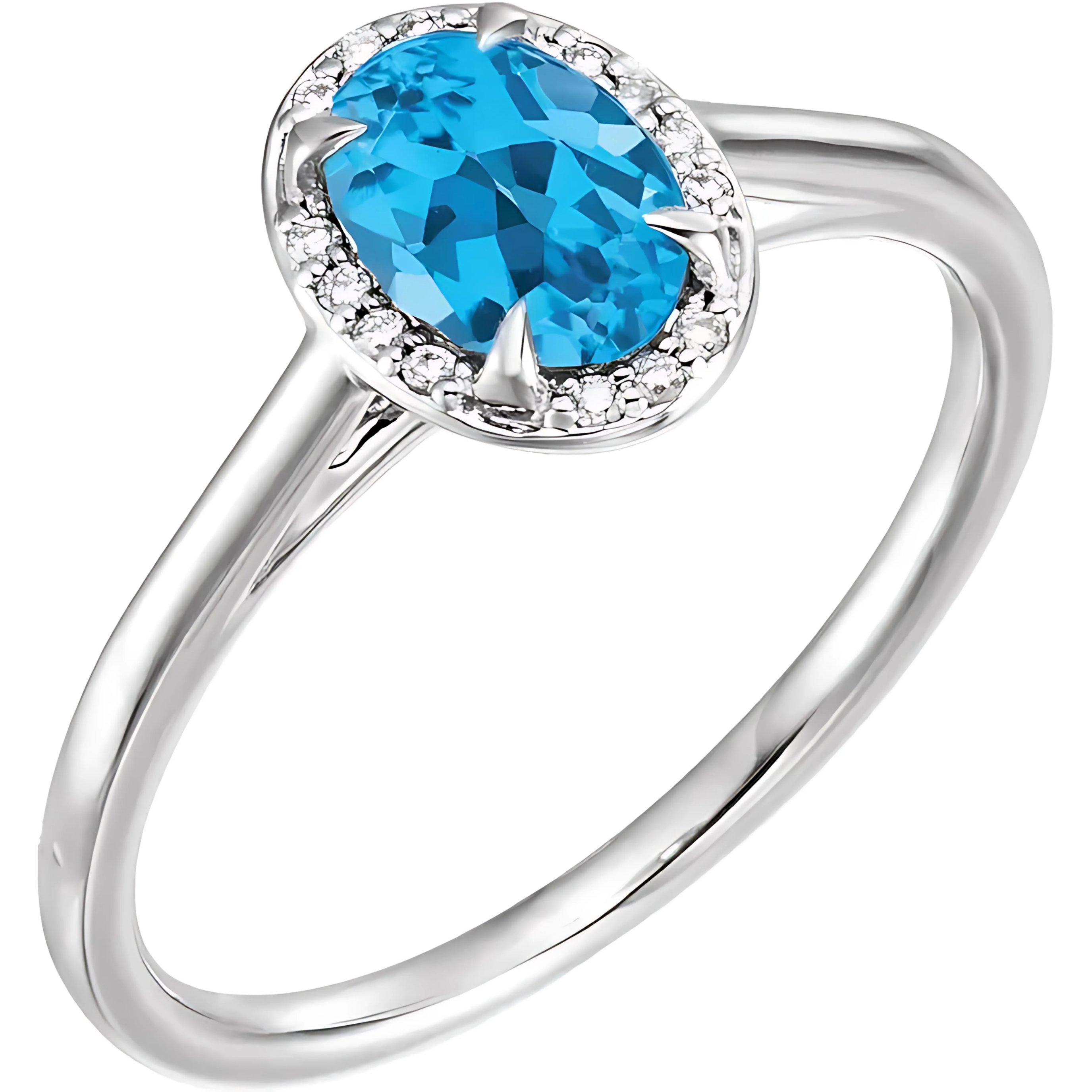 Blue Topaz Halo Diamond Ring