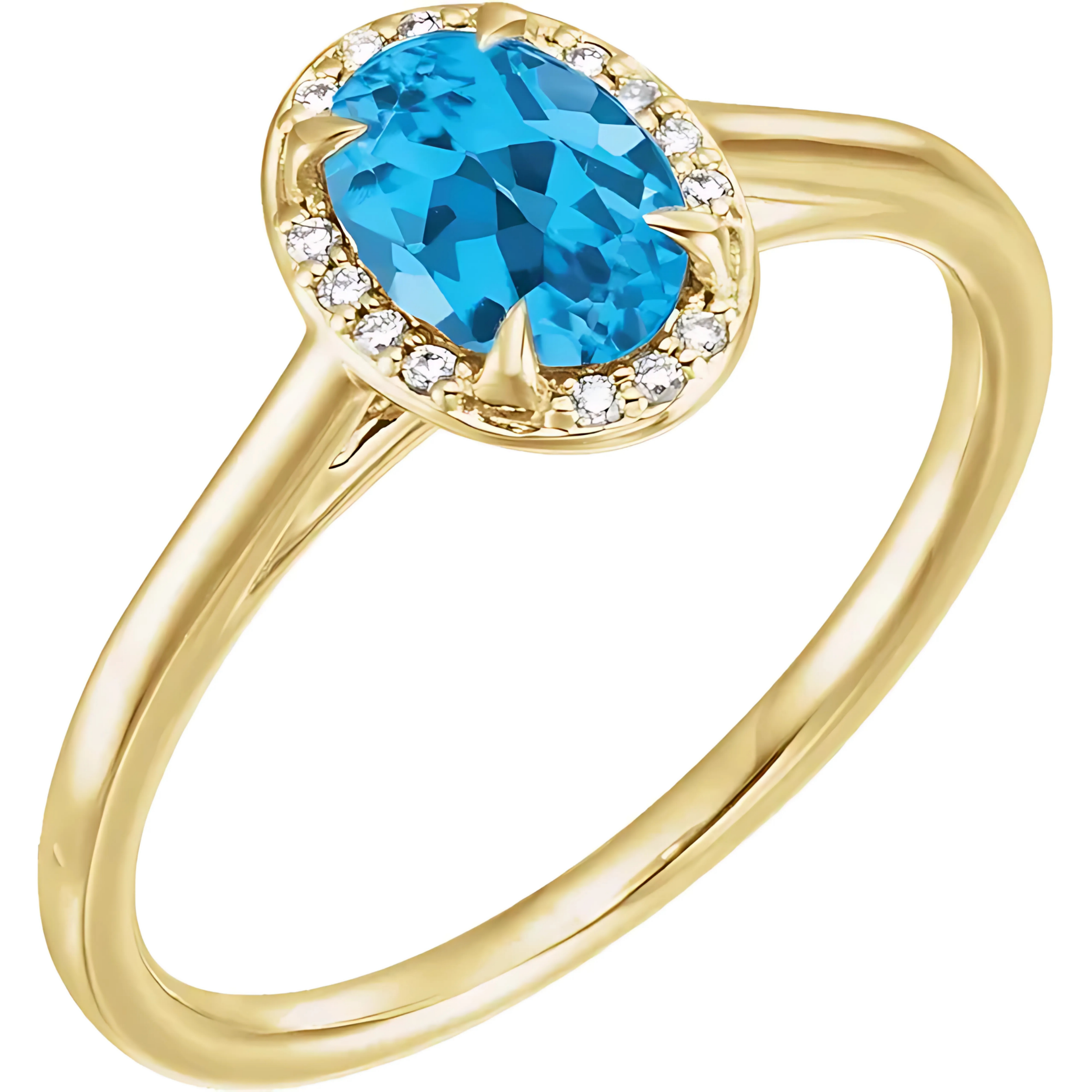 Blue Topaz Halo Diamond Ring