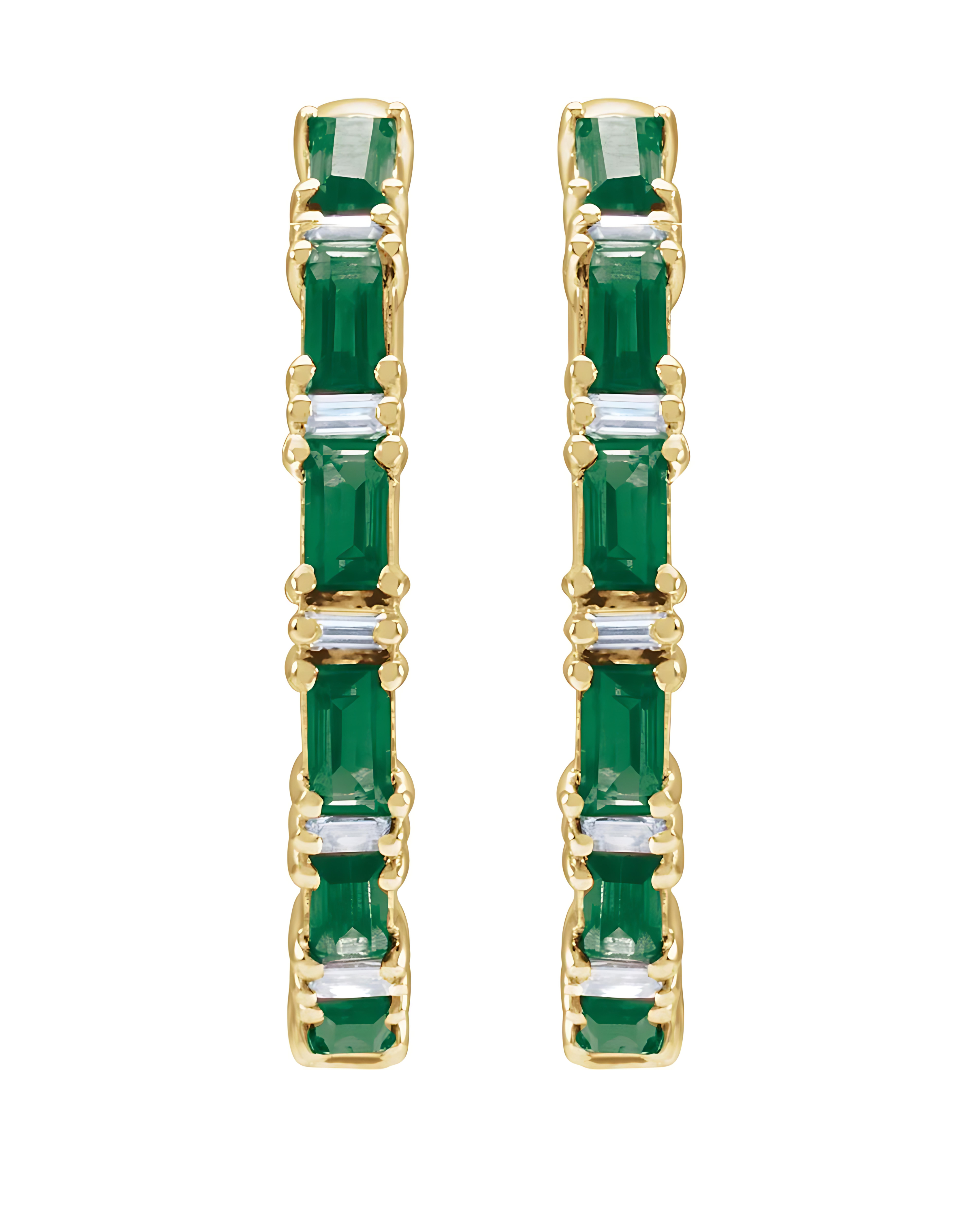 Emerald Hoop Earrings