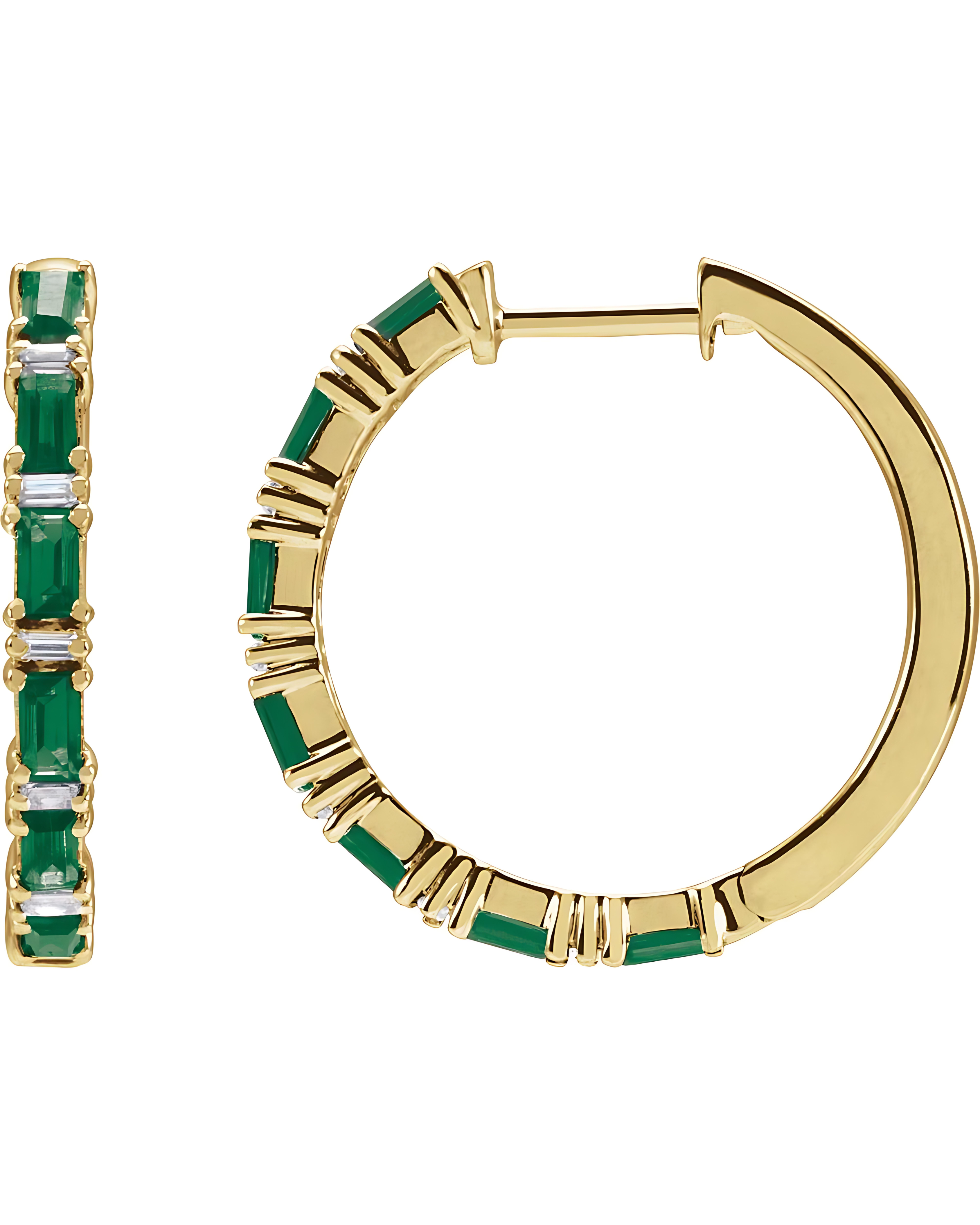 Emerald Hoop Earrings