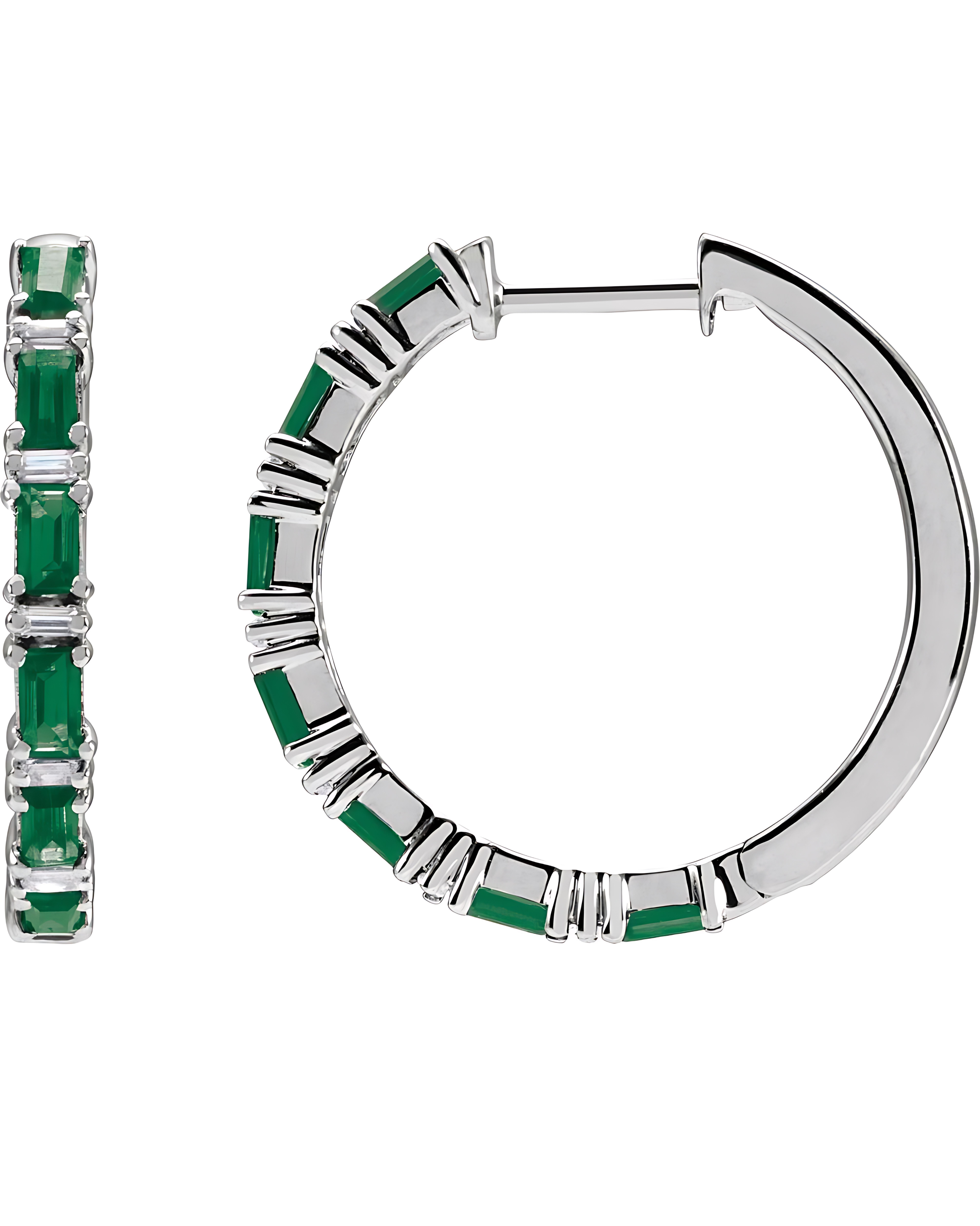 Emerald Hoop Earrings