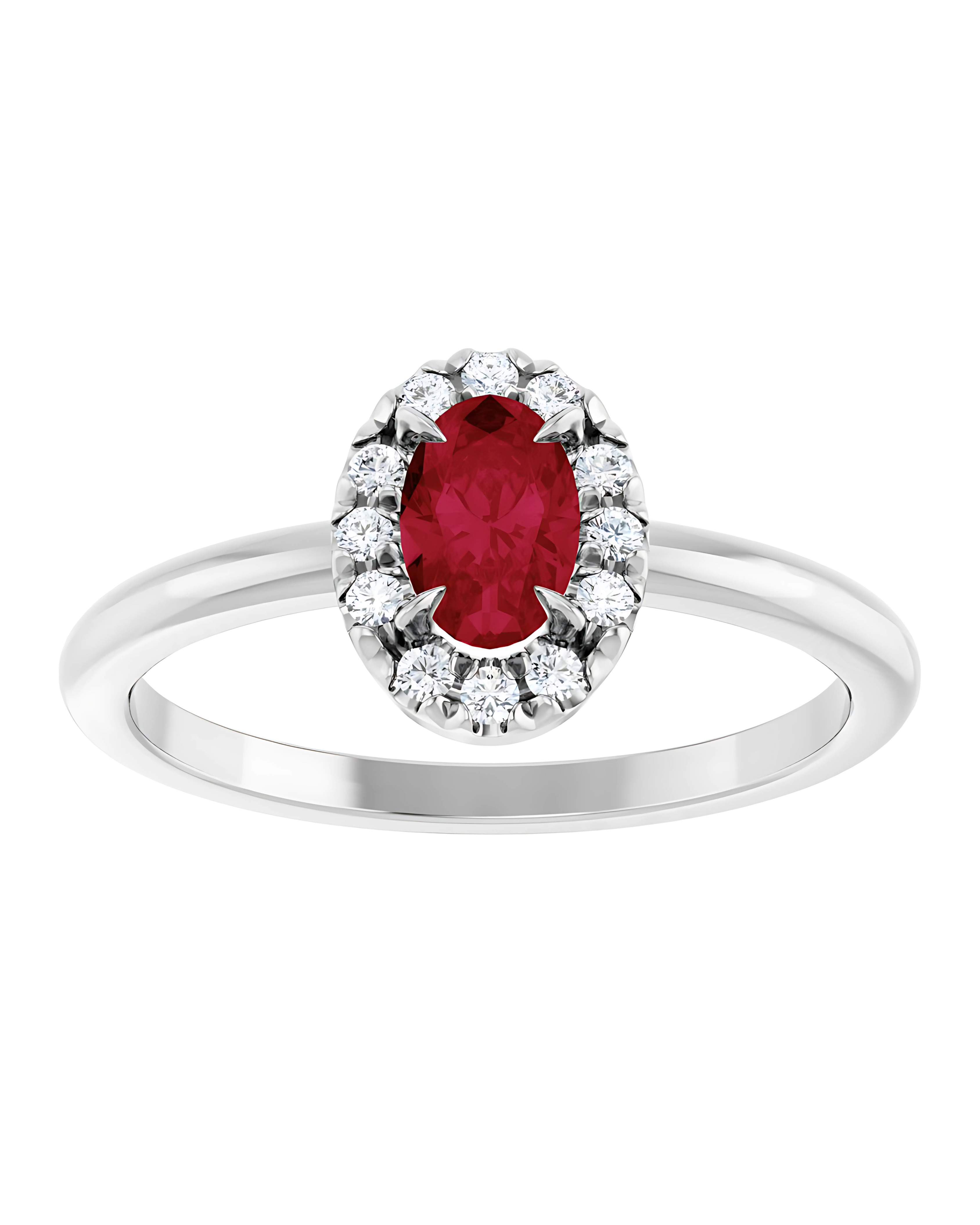 Ruby Diamond Halo Ring